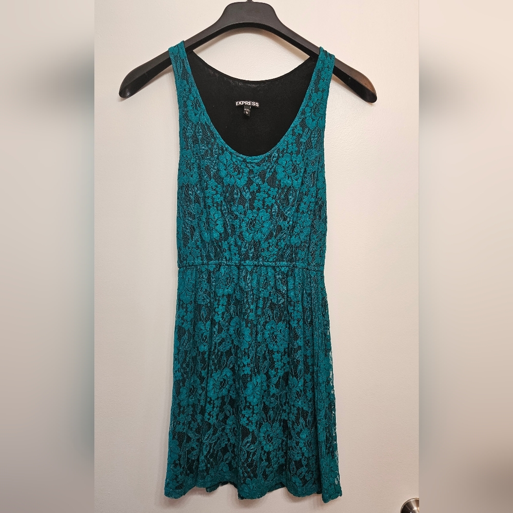 Express emerald green lace dress, XS